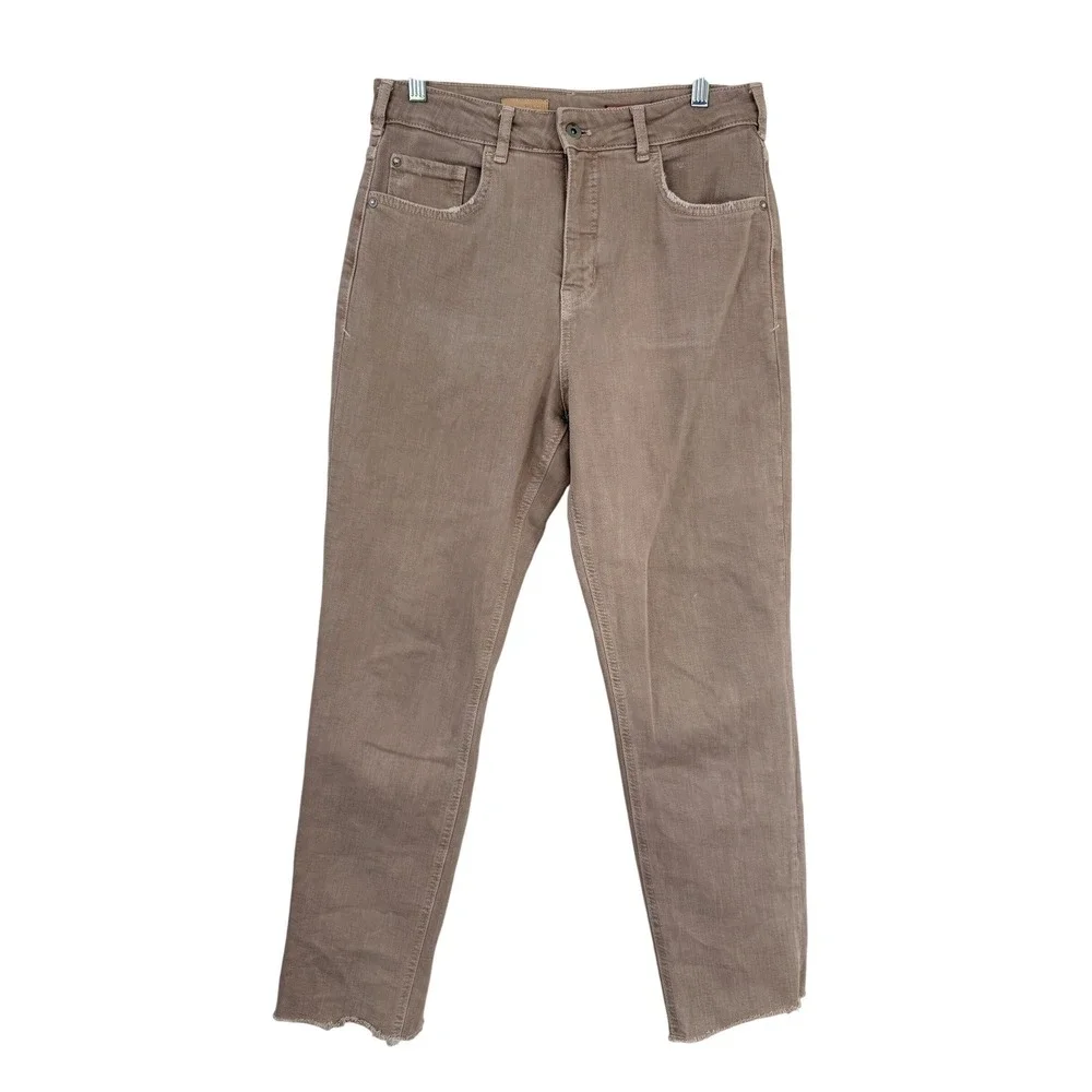 Pilcro THE VINTAGE Straight Jeans Women 29 High Rise Raw‎ Hem NEUTRAL TAN ANKLE